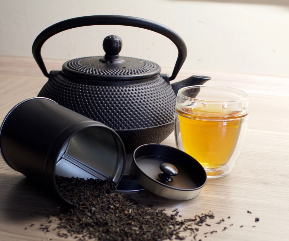 Черный чайный набор обои