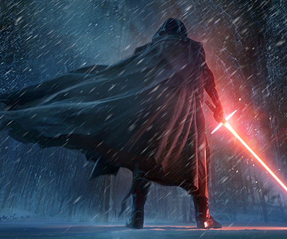 Кайло Рен в зимнем лесу обои