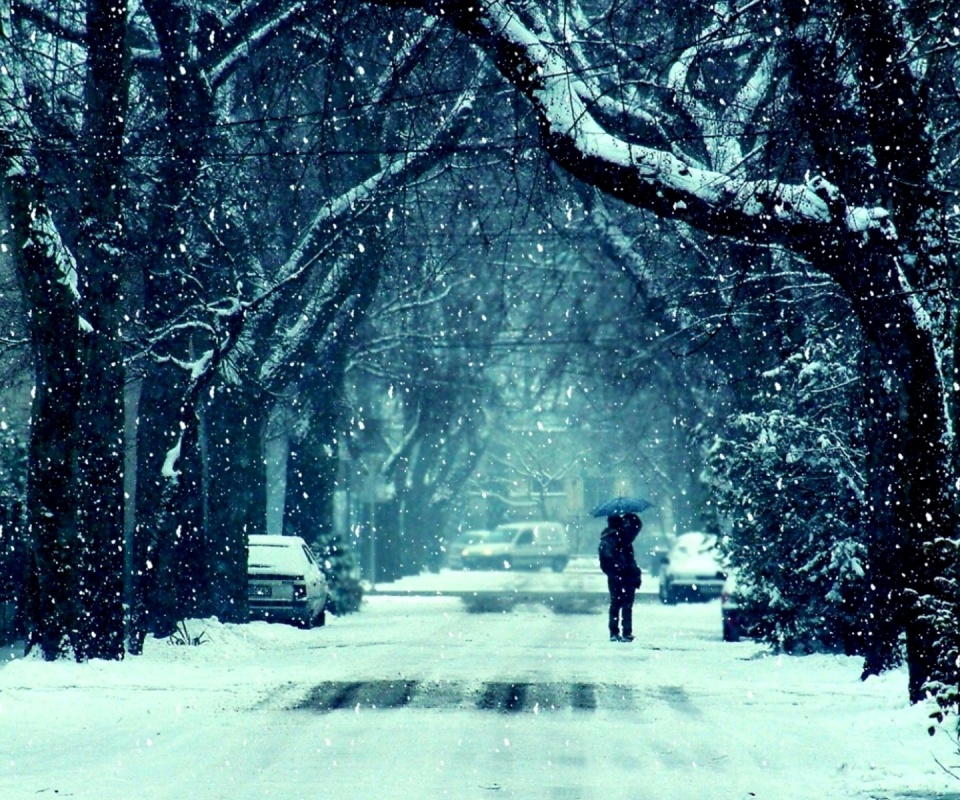 Зимняя улица обои