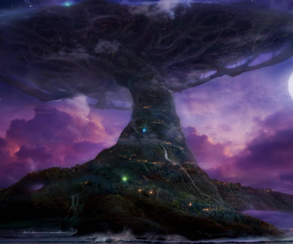 Дерево-город обои