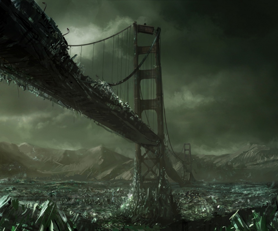 Постапокалиптические Золотые Ворота обои