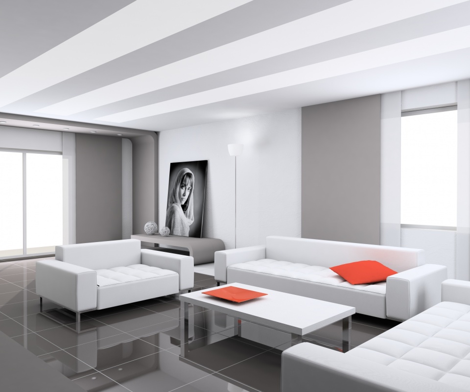 Белая гостинная обои