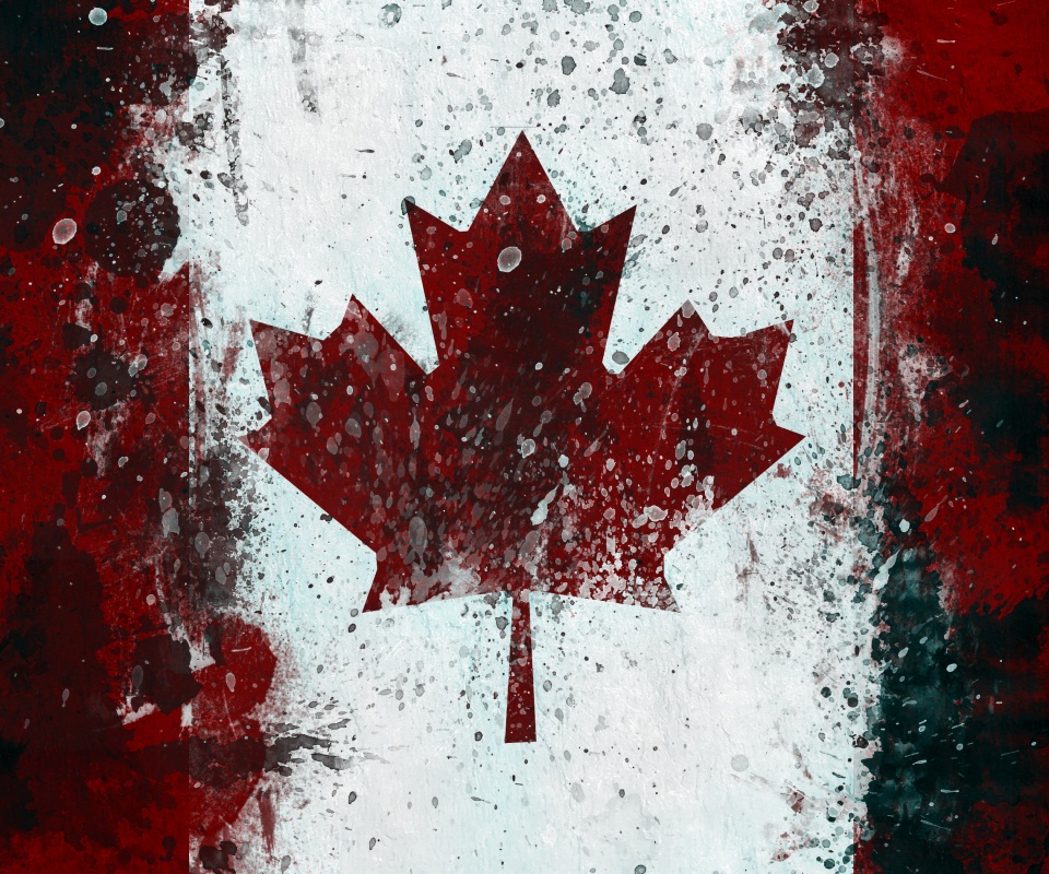 Флаг Канады нарисованный краской обои
