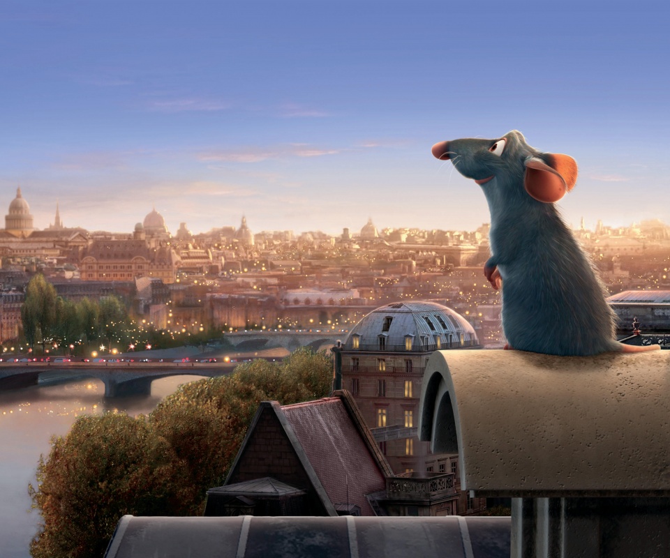 Рататуй на фоне Парижа обои