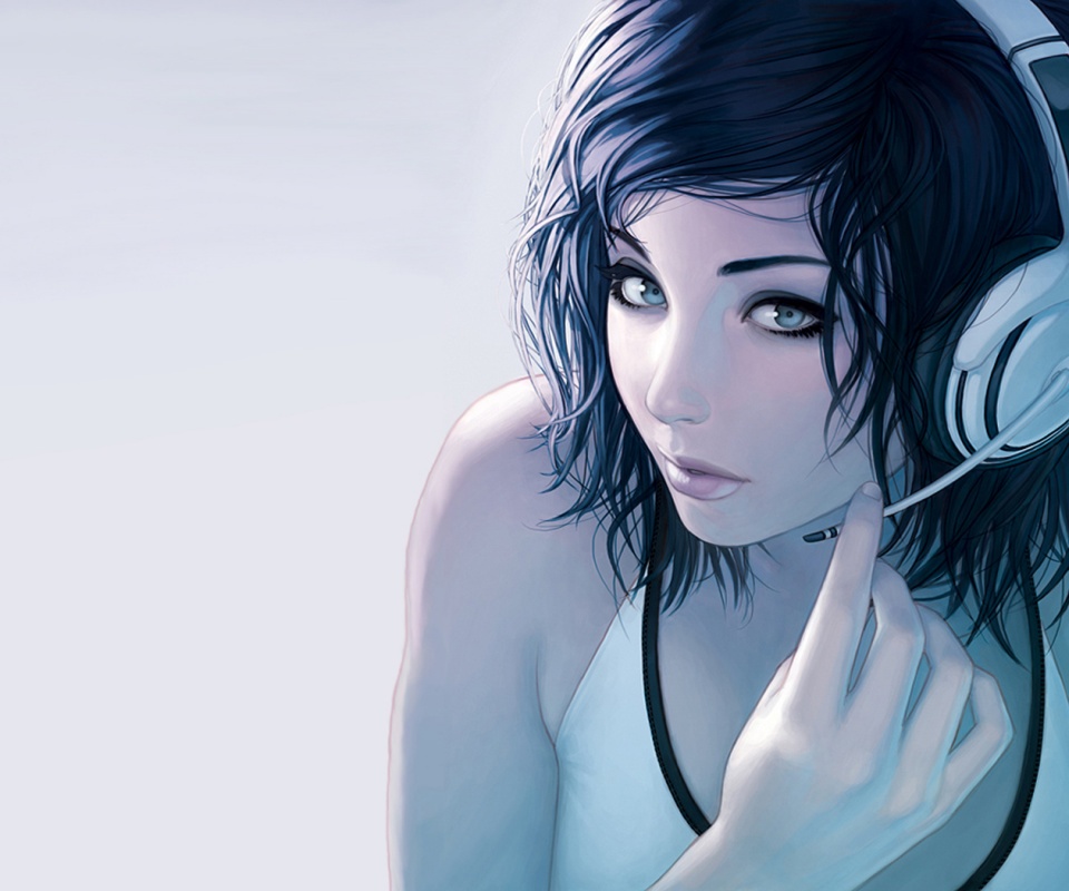 Сексуальная девушка в наушниках с микрофоном обои