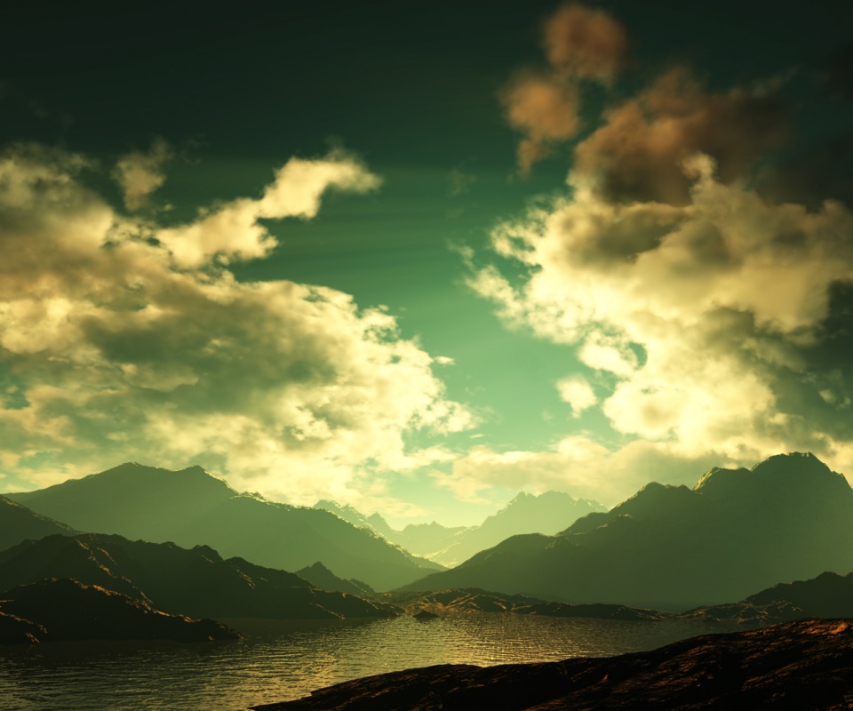 Закат в горах обои