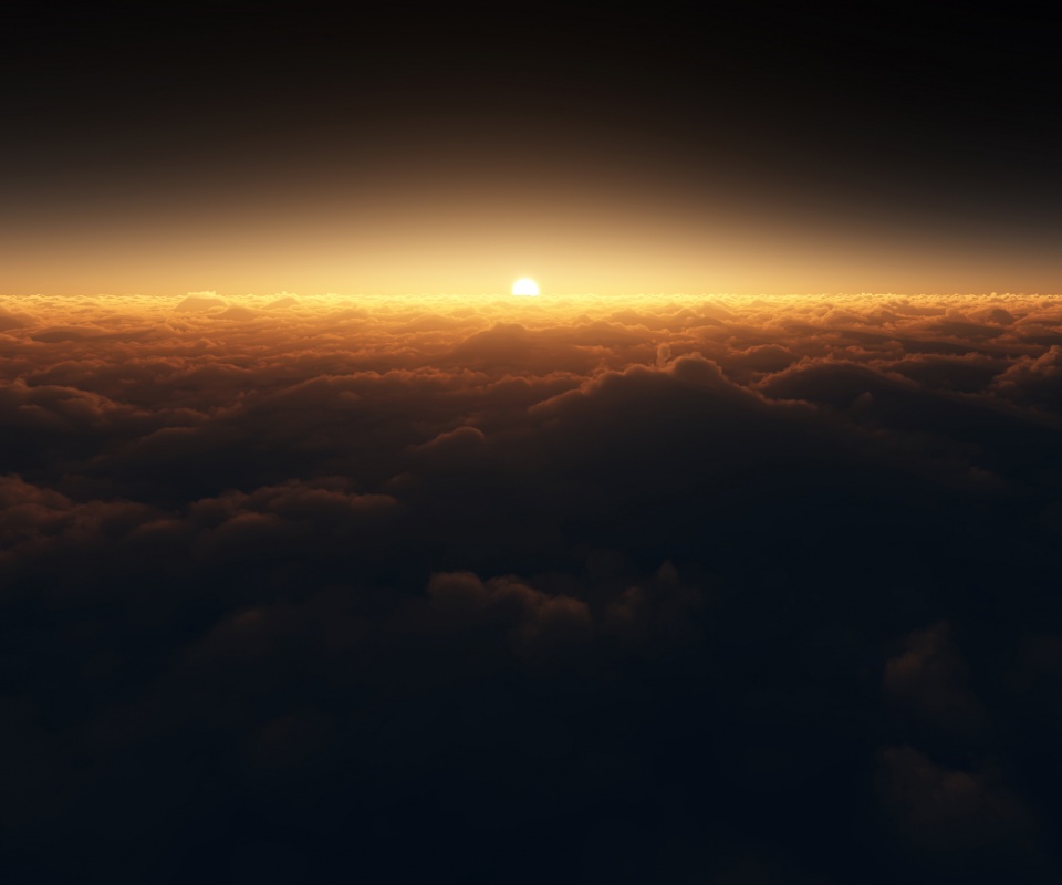 Закат над облаками обои