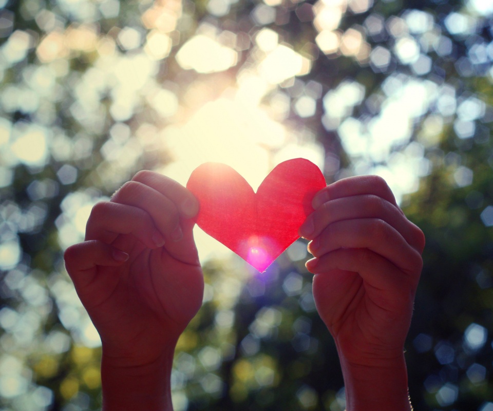 Бумажное красное сердце обои