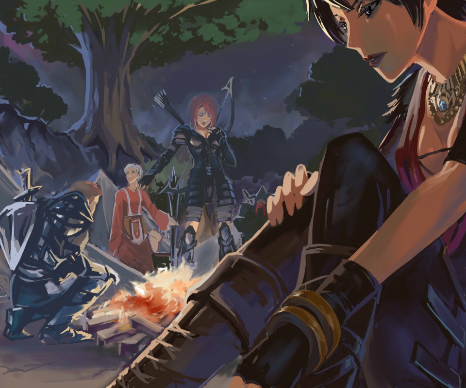 Рисунок Морриган в лагере обои