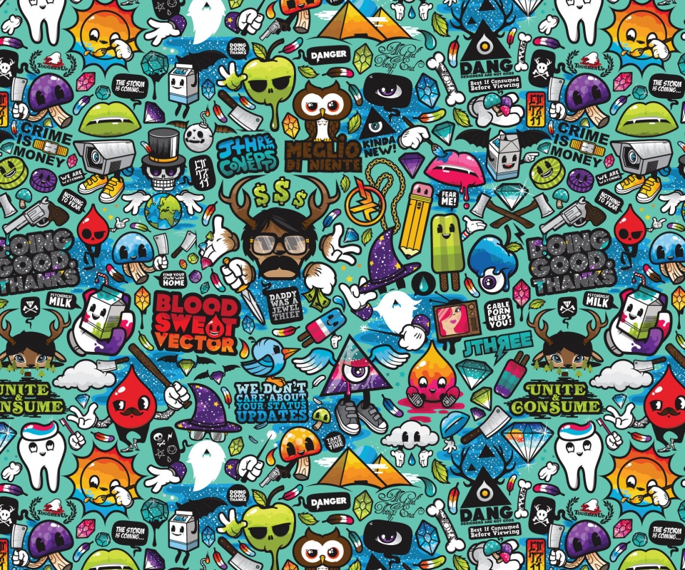 Коллаж из мультяшных картинок обои