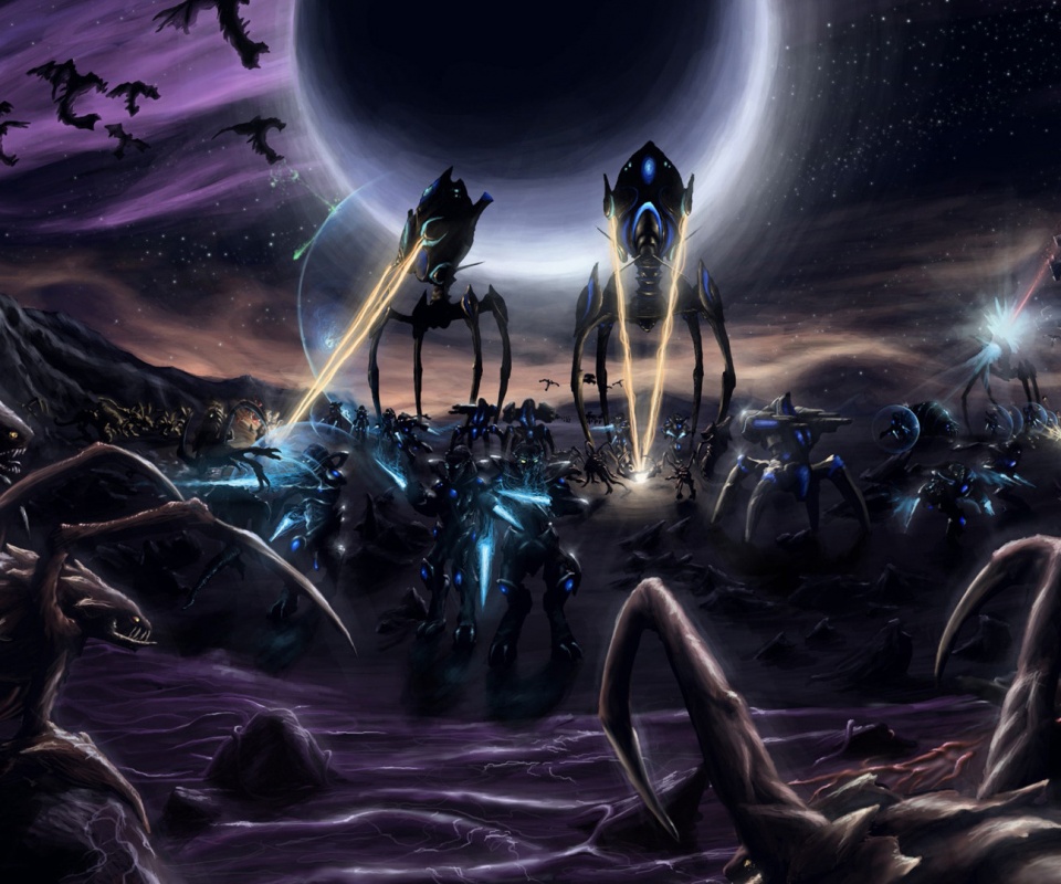 Протосы против зергов обои