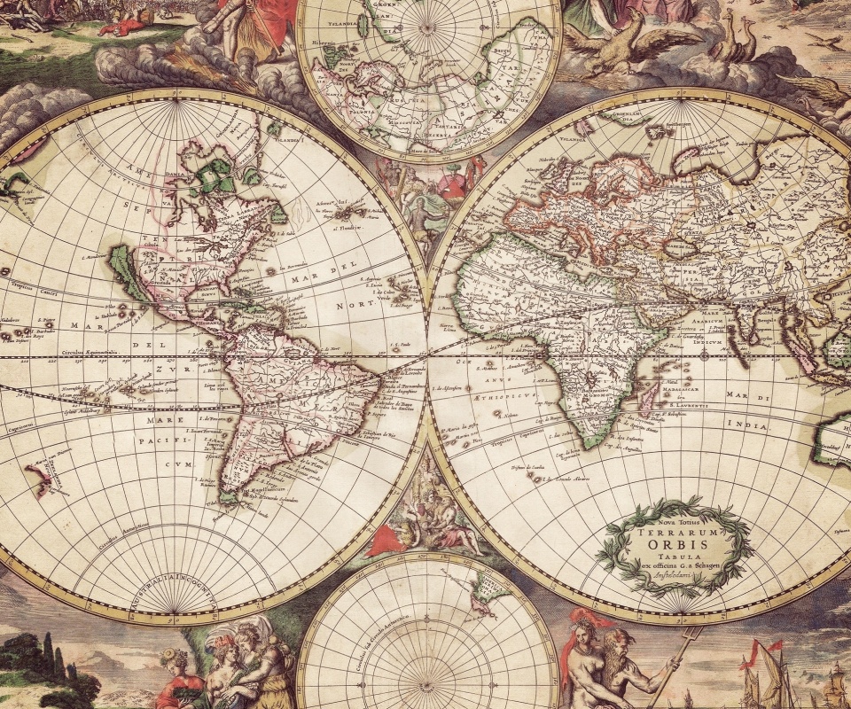 Старинная карта мира обои