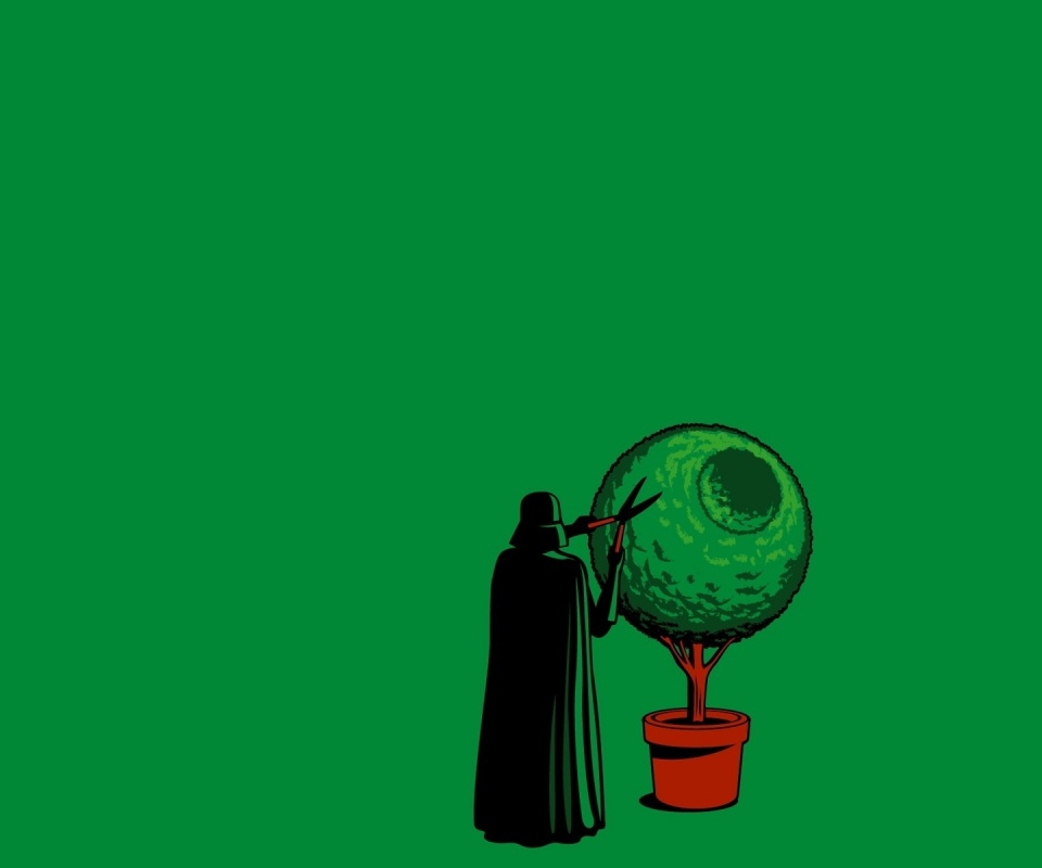 Дарт Вейдер постригает куст обои