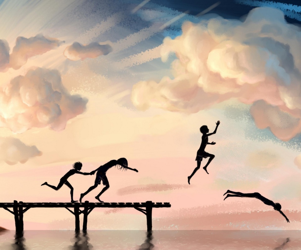 Прыжки с причала обои