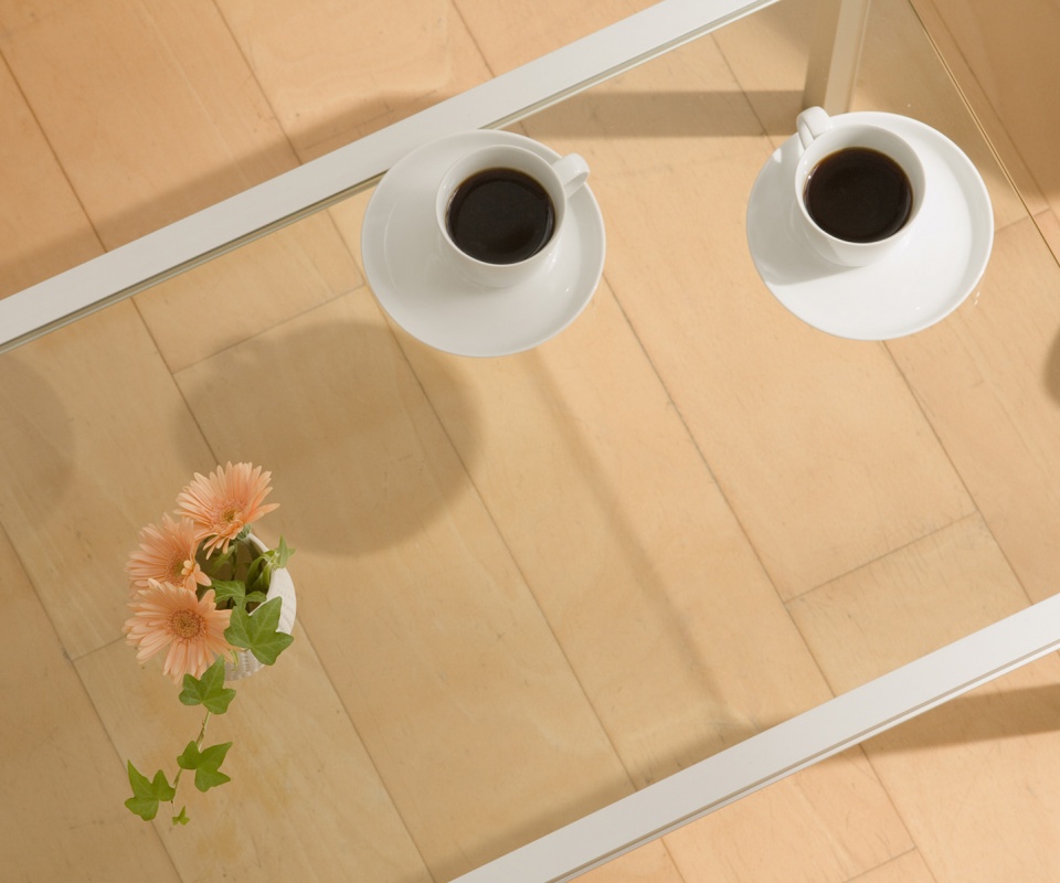 Кофе и цветы обои