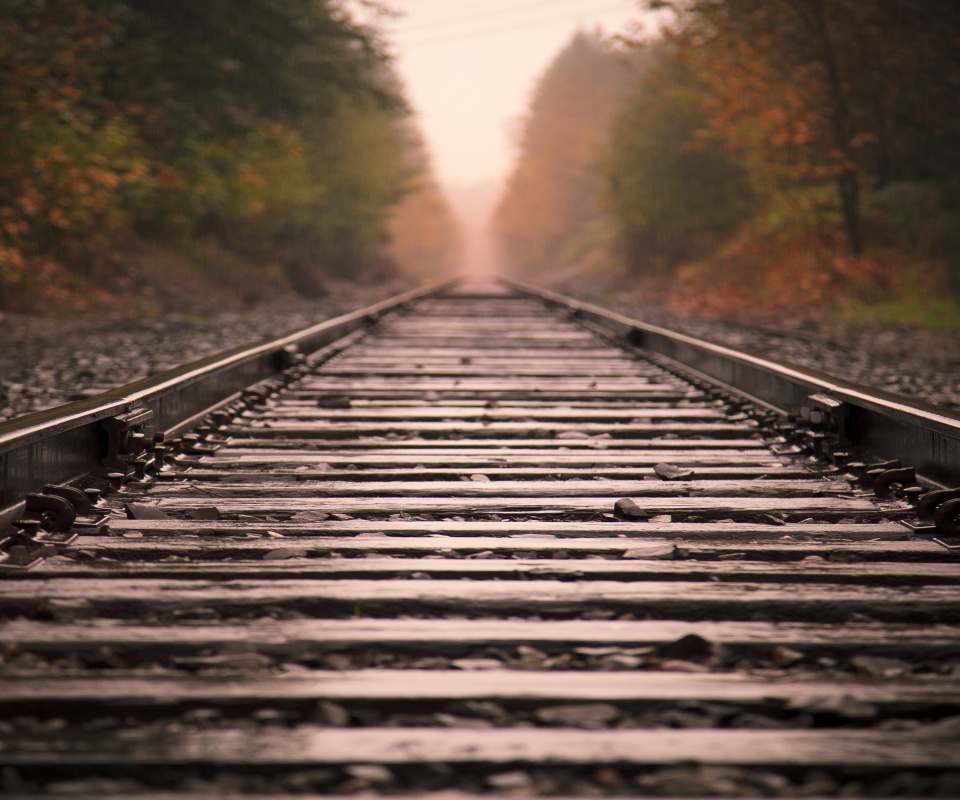 Железная дорога после дождя обои