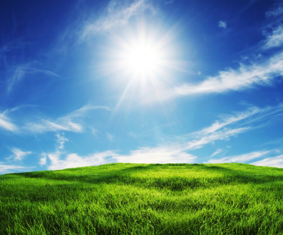 Солнце над холмом обои