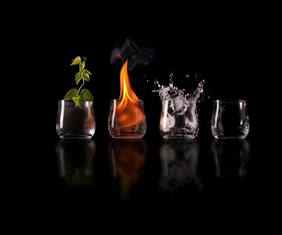 Четыре стихии: земля, огонь, вода, воздух. обои