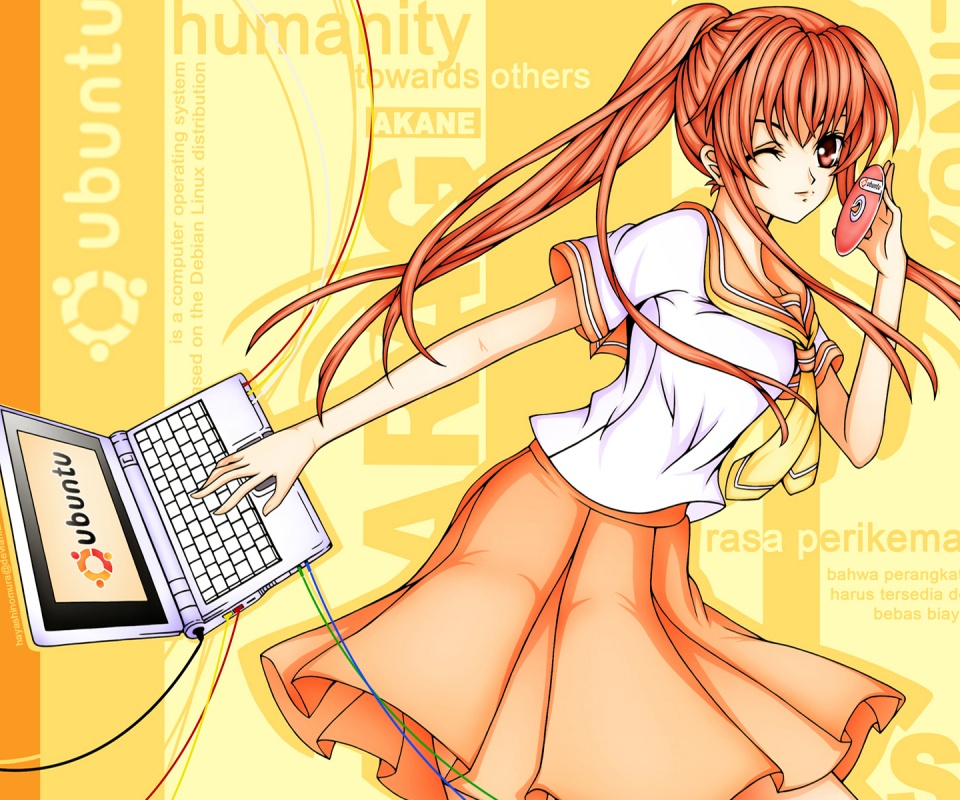 Ubuntu  в аниме обои