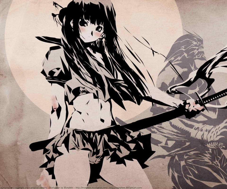 Девушка с мечом обои