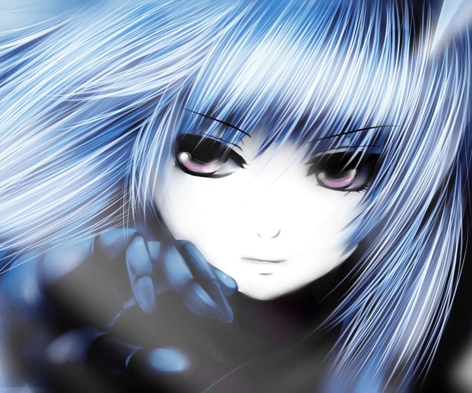 Девушка с голубыми волосами обои