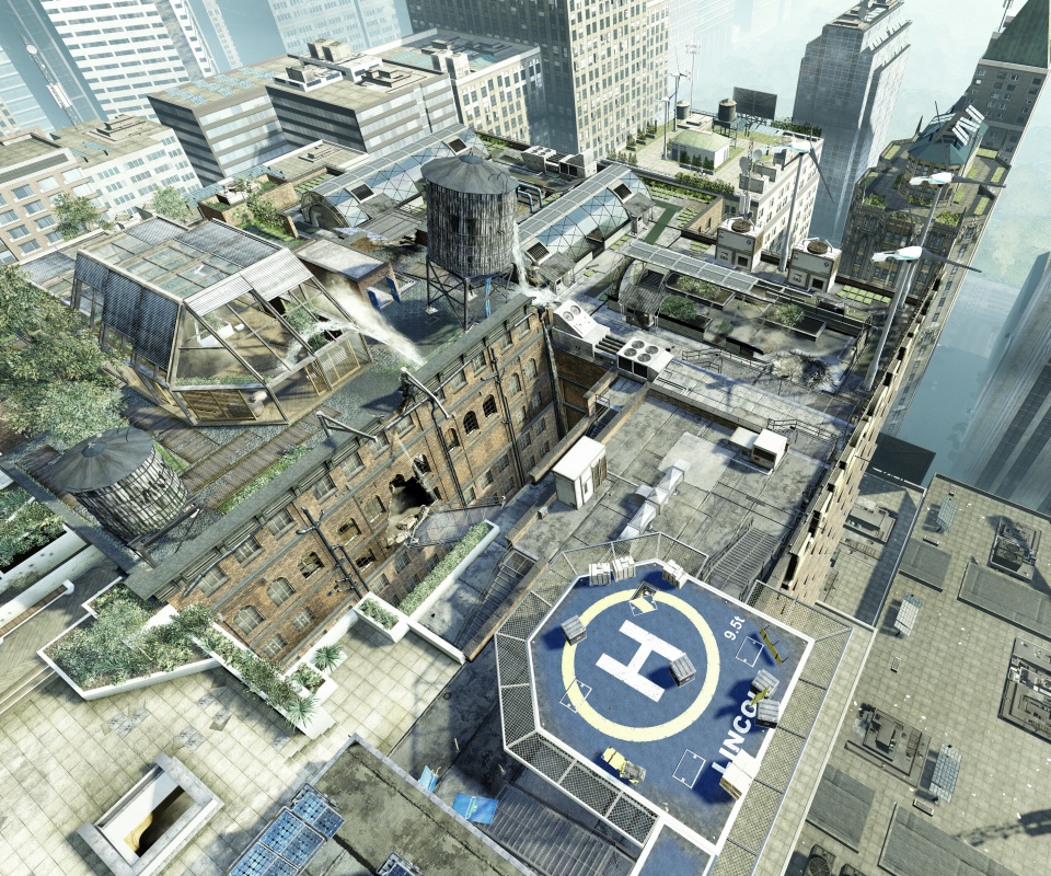 Вид сверху на карту уровня из Crysis 2 обои