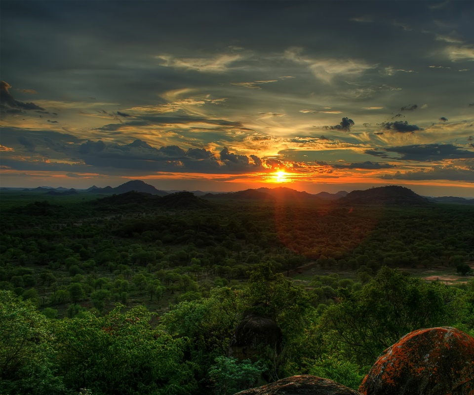 Закат в Африке обои