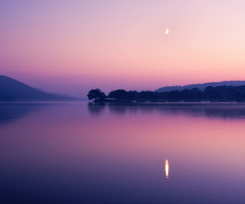 Сумерки над озером обои