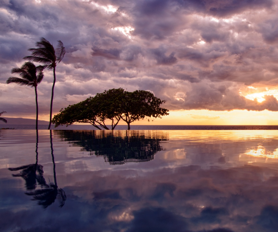 Восход над озером обои