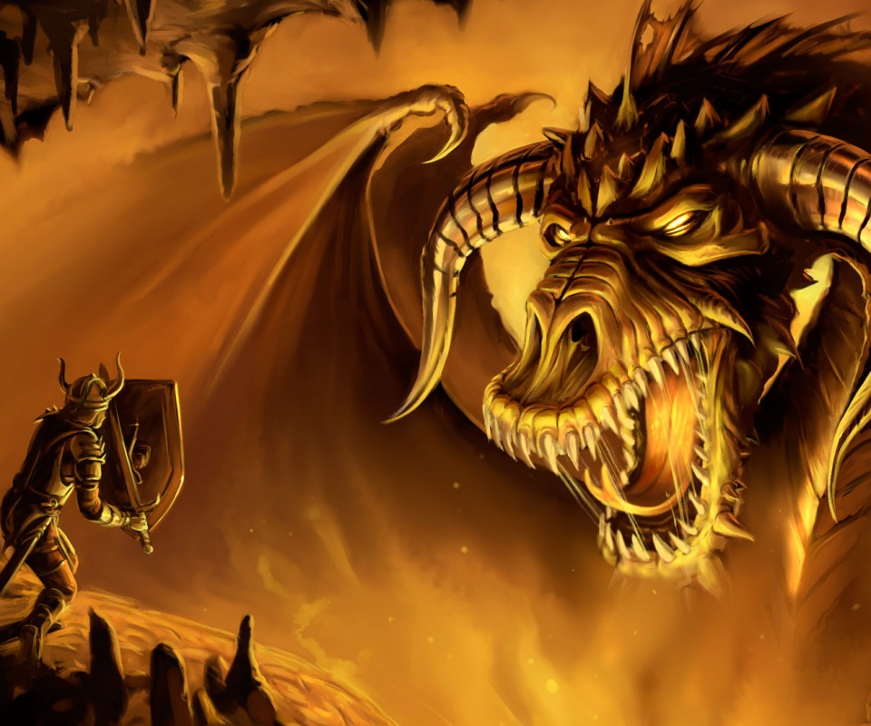 Рыцарь против дракона обои