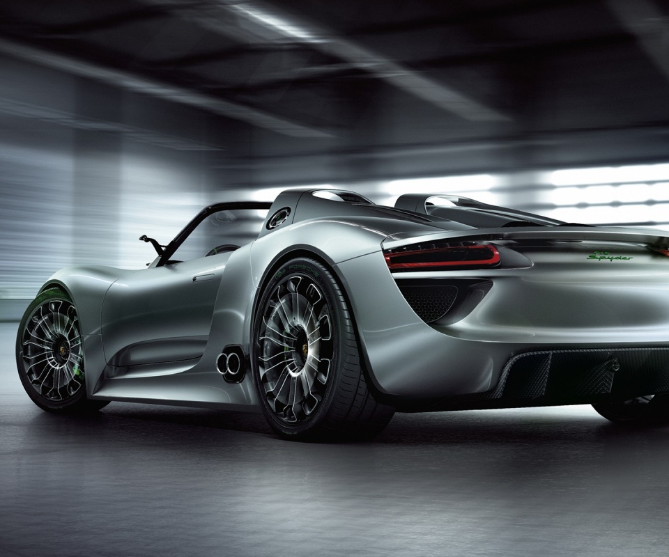 Porsche 918 Spider вид сзади обои