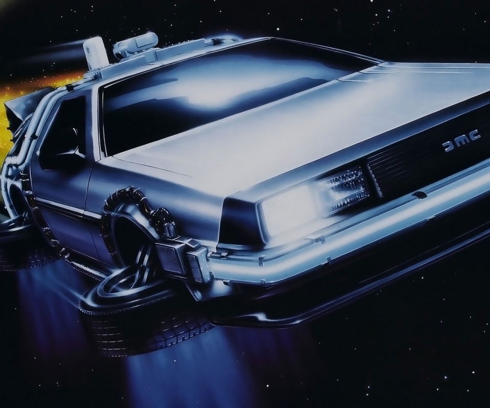 Летающий Делореан обои