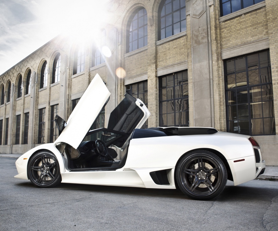 Белая Ламборгини Мурсьелаго обои