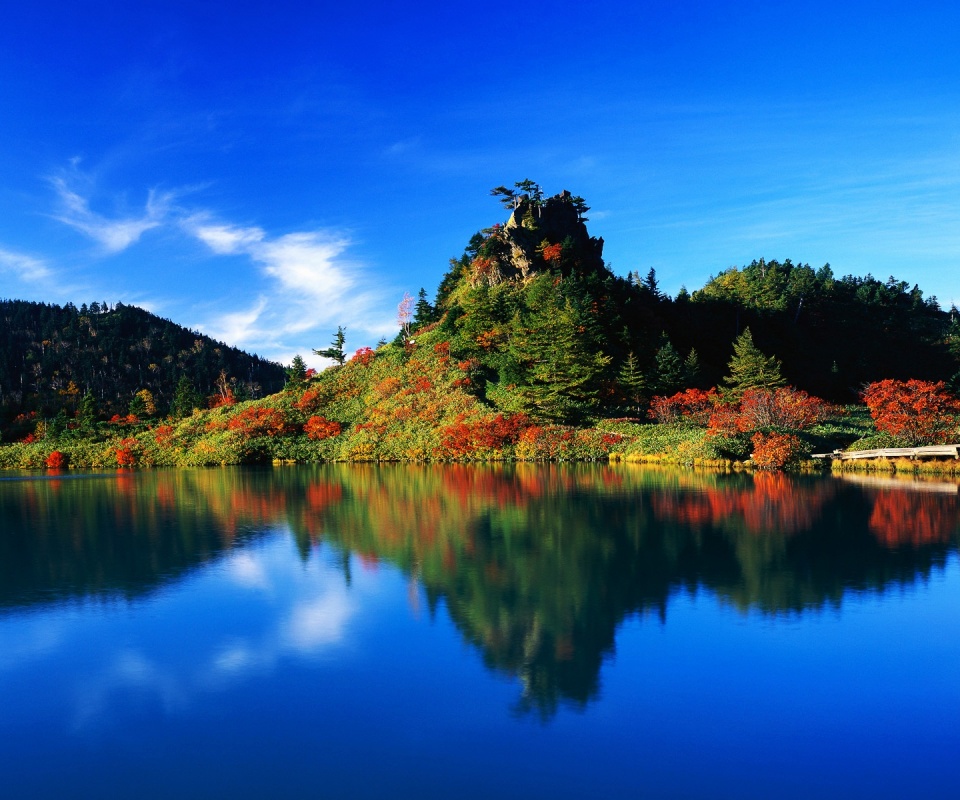 Берег озера в Японии обои