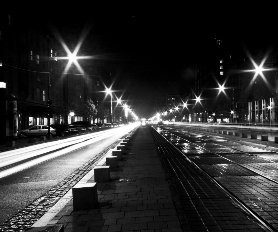 Мгновение на улице ночного города обои