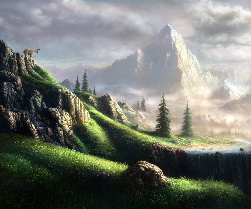 Сказочный водопад обои