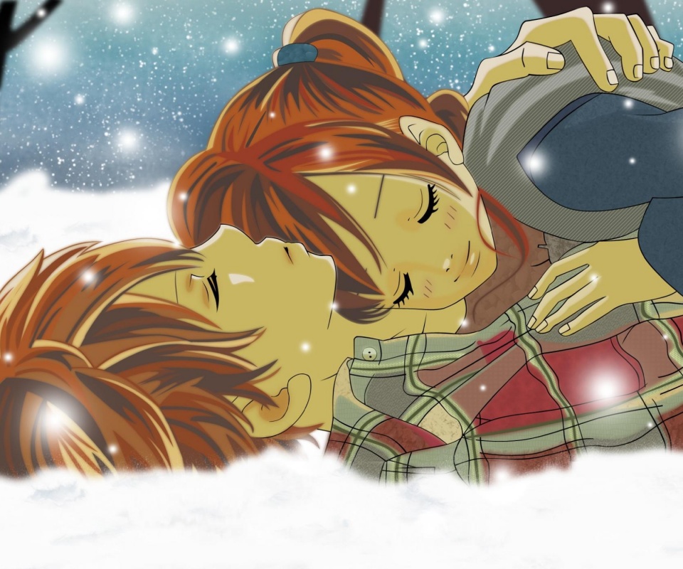 Двое на снегу из Bokura Ga Ita обои