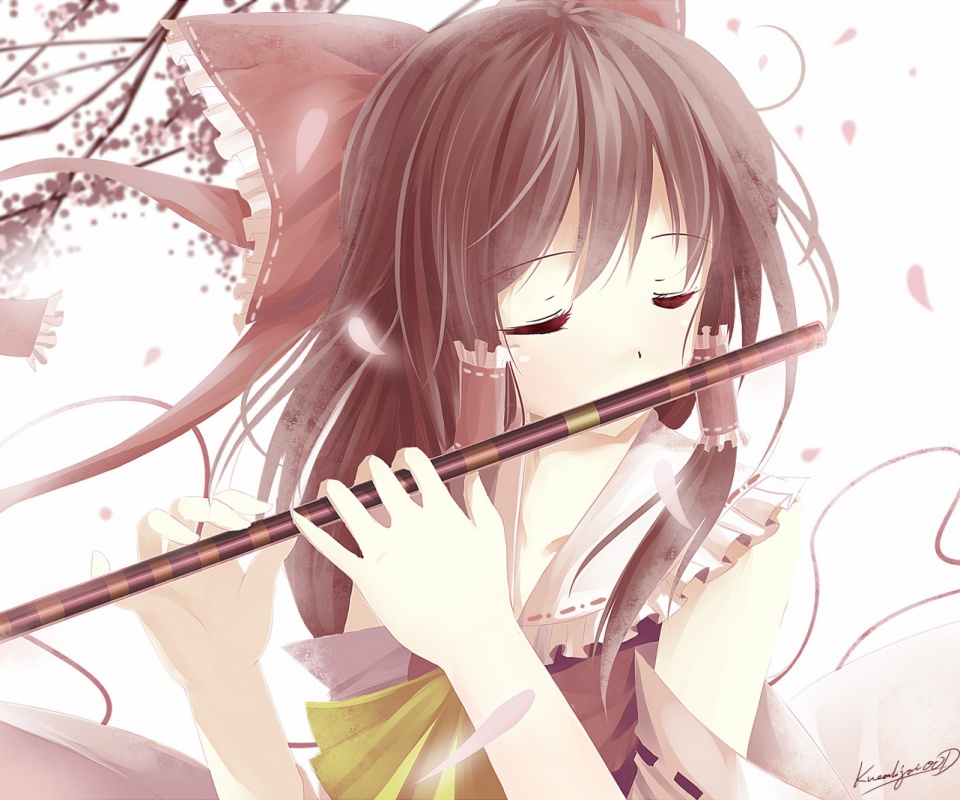 Девочка играет на флейте обои