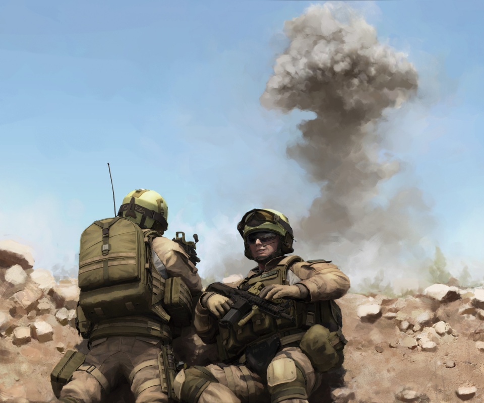 Солдаты в пустыне обои