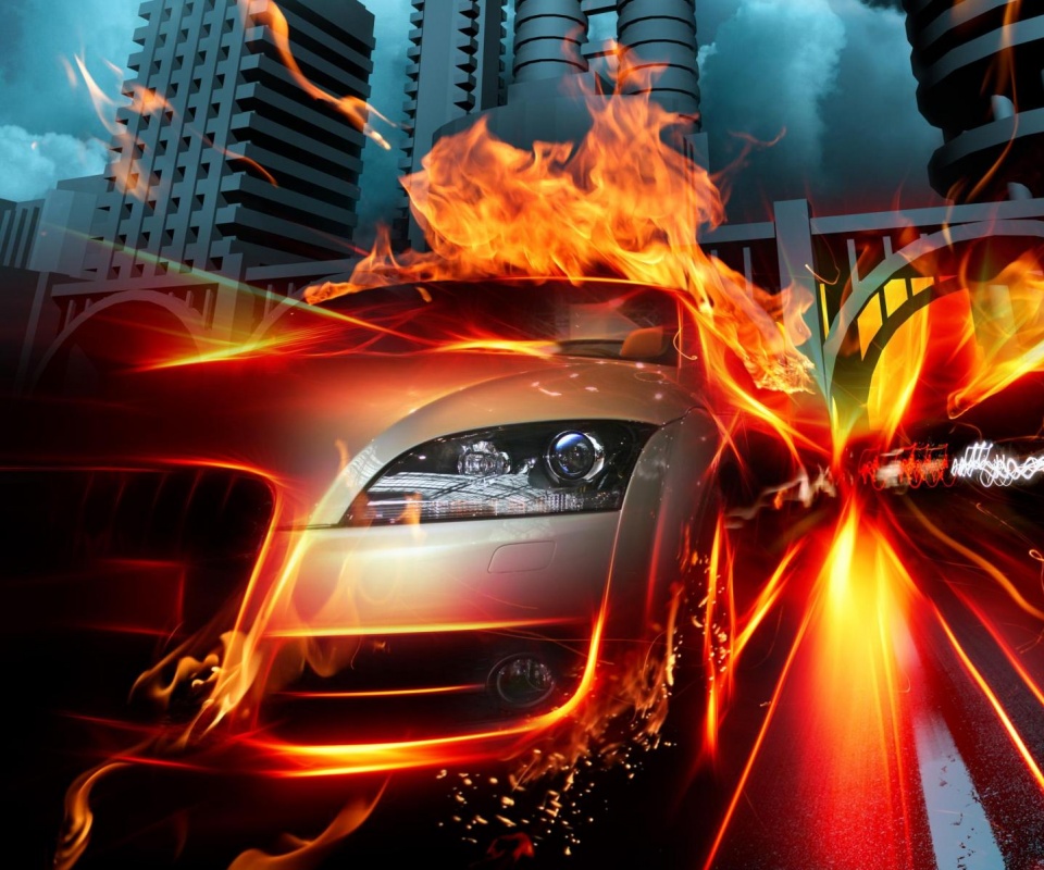 Ауди в огне обои