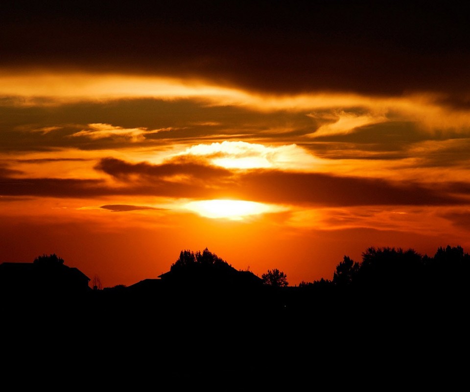 Оранжевый закат обои