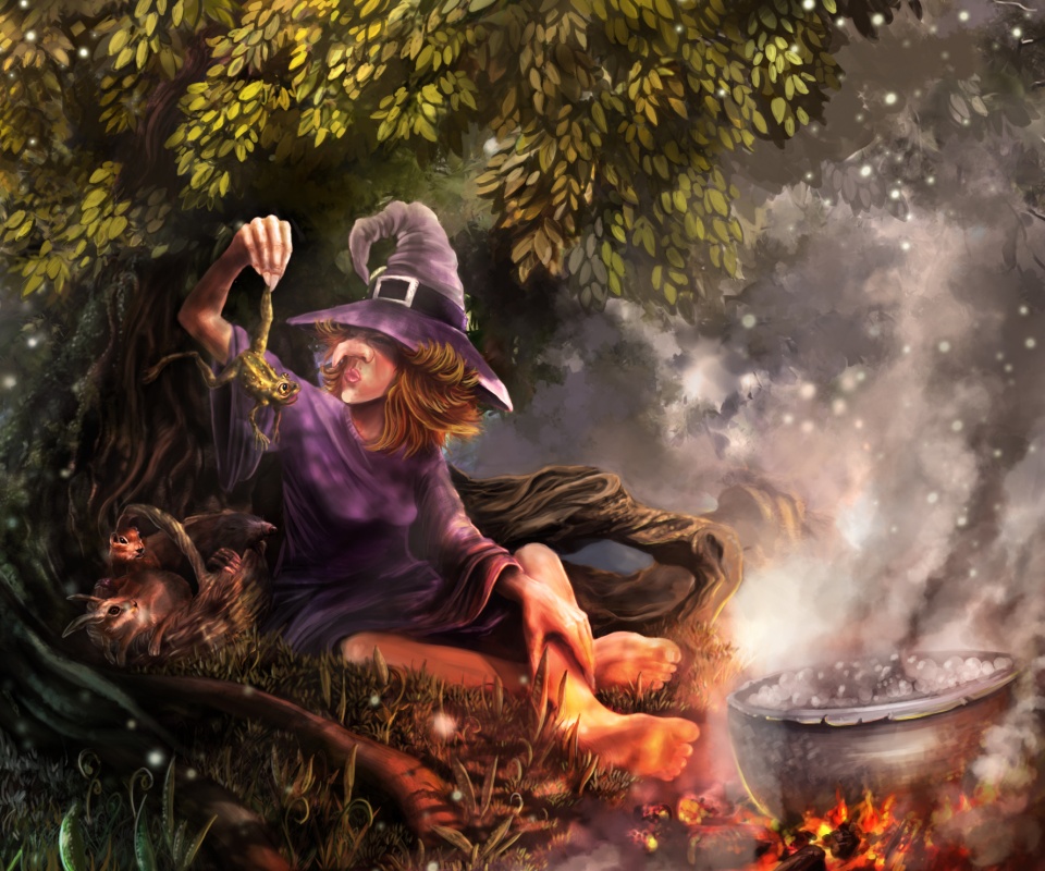 Ведьма варит зелье обои