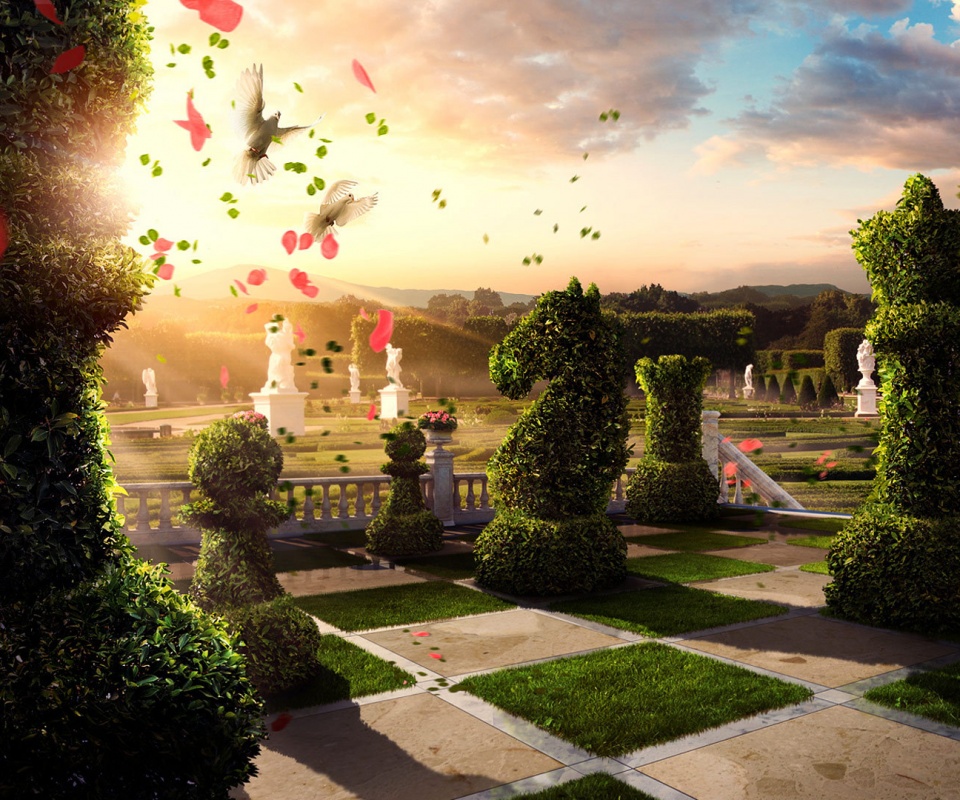 Шахматный сад обои