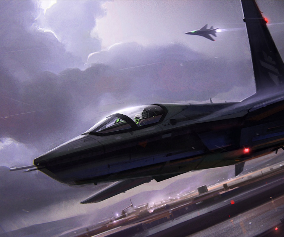 Истребитель на взлете обои