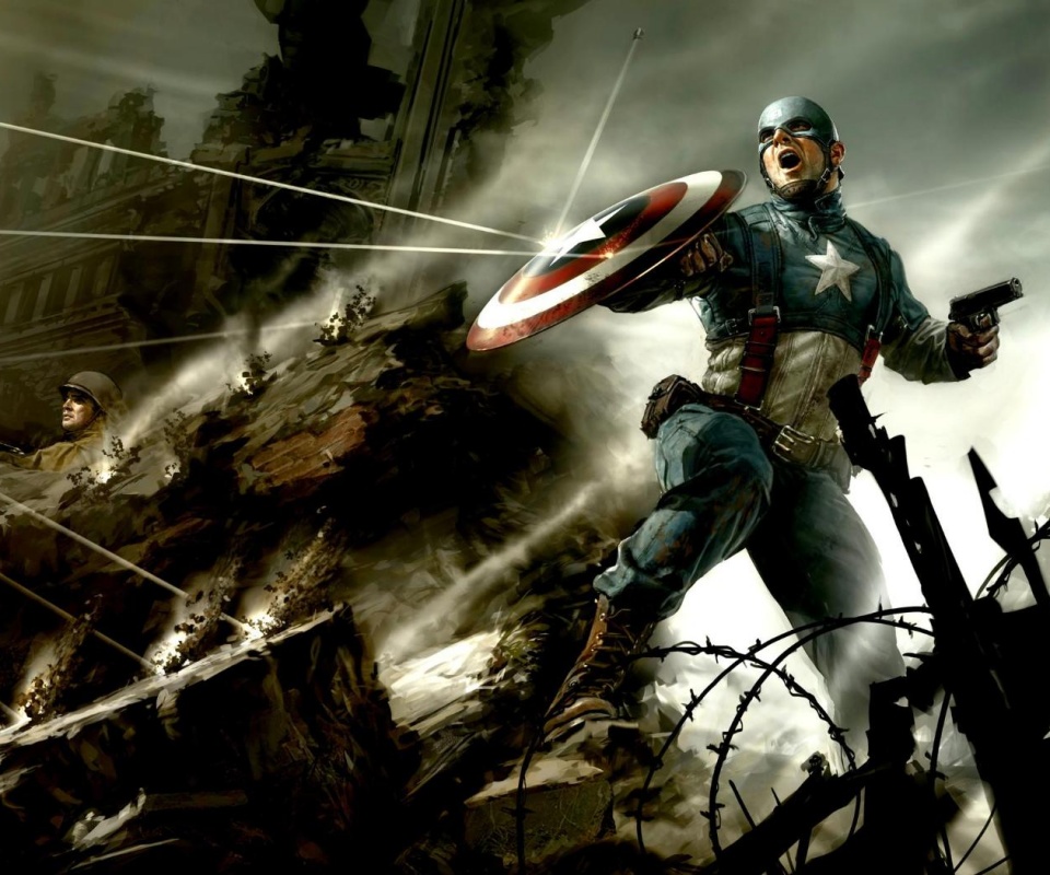 Капитан Америка на баррикадах обои