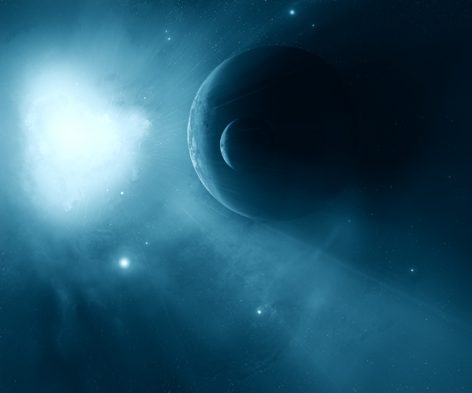 Перенасыщение голубым цветом обои