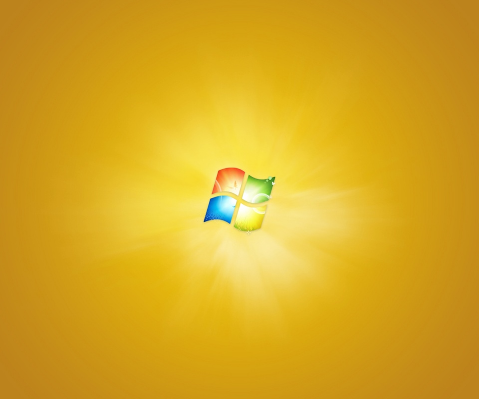 Яркий желтый логотип Windows 7 обои