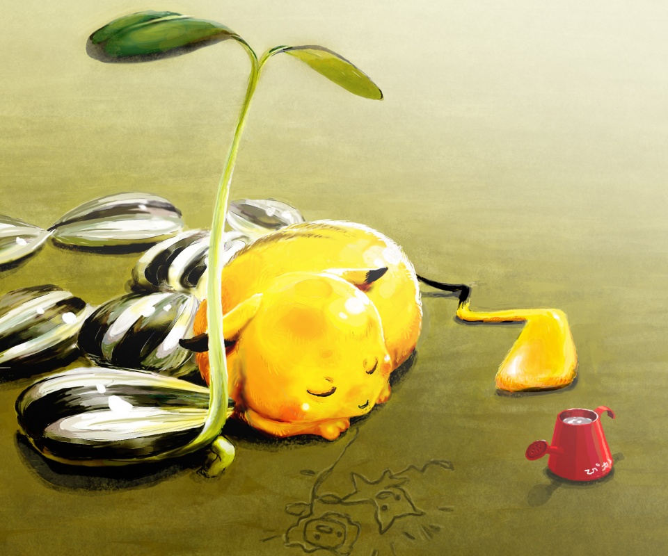 Пикачу отдыхает обои