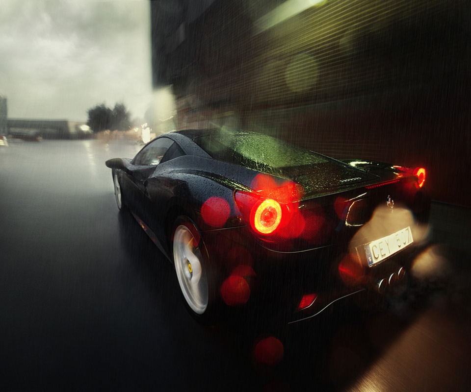 Ferrari под дождем обои