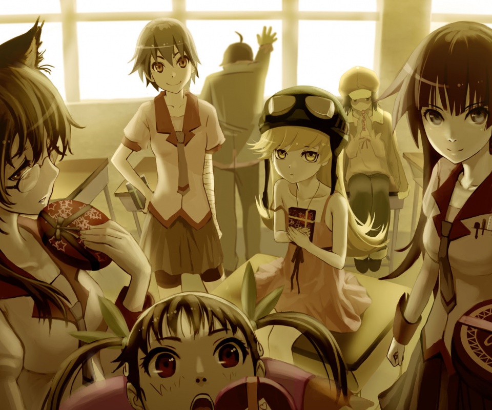 Девушки из Bakemonogatari обои
